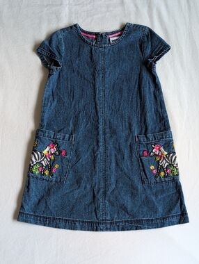 Bopster & Mimi Girls Denim Embroidered Zebra Floral Dress Shift Jumper 5